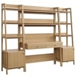 Modway Bixby 3-Piece Modern Style Wood Office Desk and Bookshelf - Oak