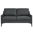 Modway Corland Upholstered Fabric and Metal Loveseat in Charcoal