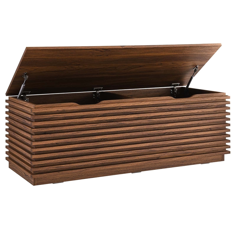 Modway Render Particleboard and Laminate Storage Bench in Walnut