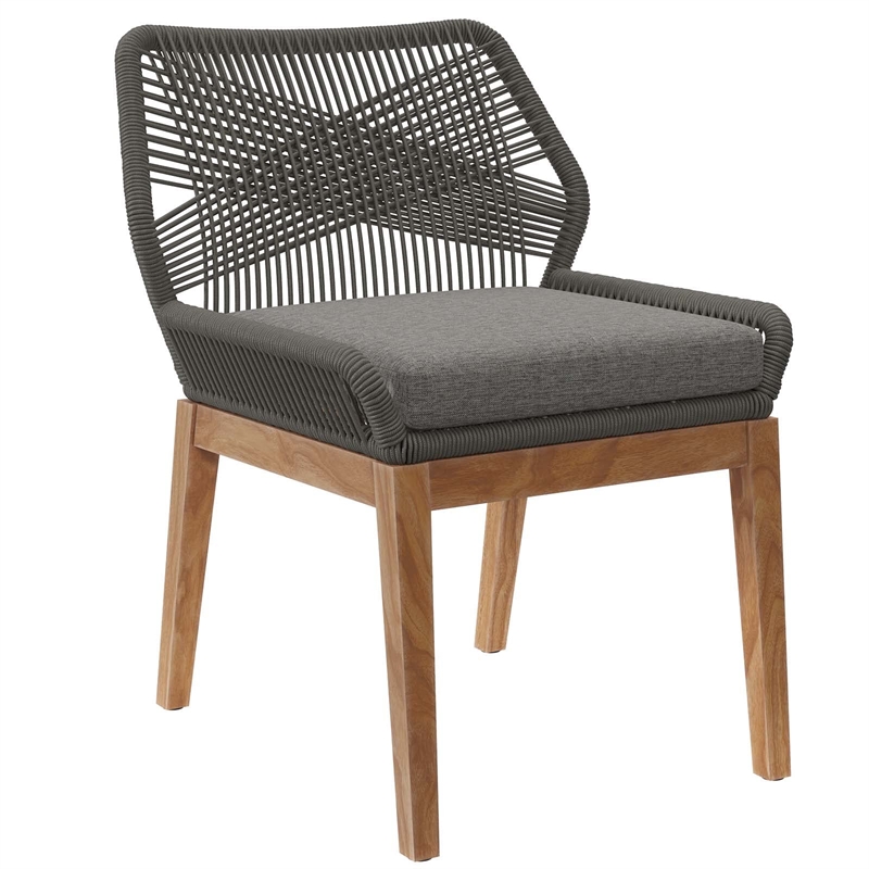 Modway Wellspring 5-Piece Teak Wood Outdoor Dining Set in Gray/Graphite