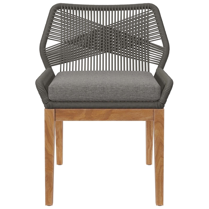 Modway Wellspring 5-Piece Teak Wood Outdoor Dining Set in Gray/Graphite