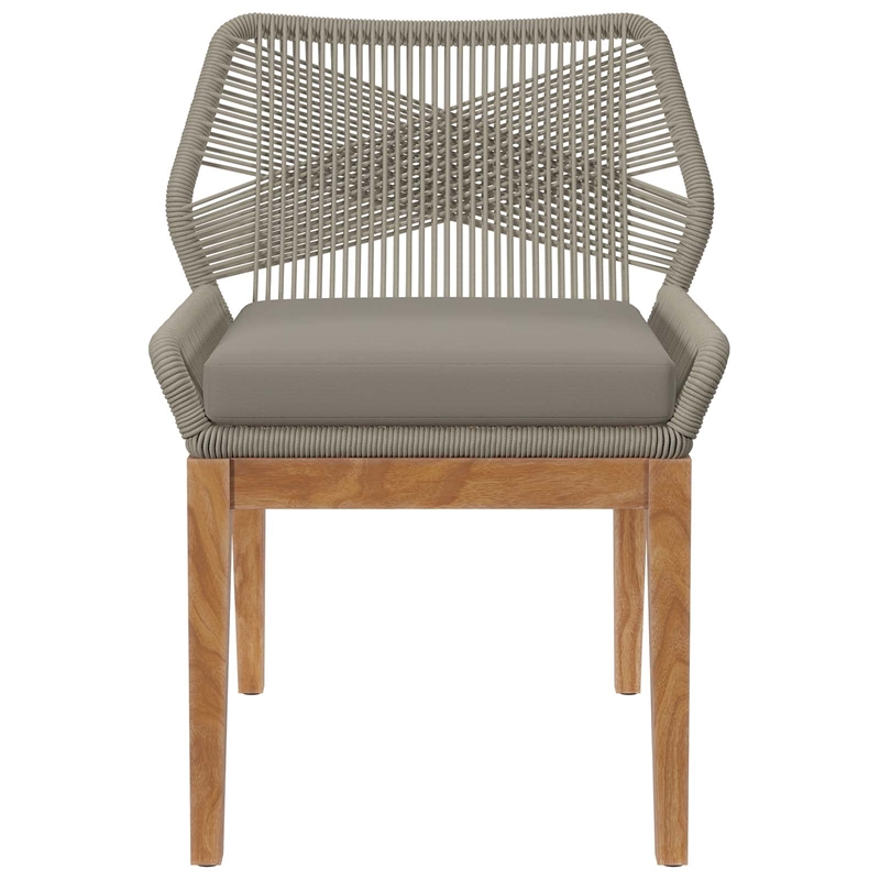 Modway Wellspring 5-Piece Teak Wood Outdoor Dining Set in Light Gray/Greige
