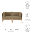 Modway Clearwater Teak Wood Fabric Outdoor Loveseat in Gray/Light Brown