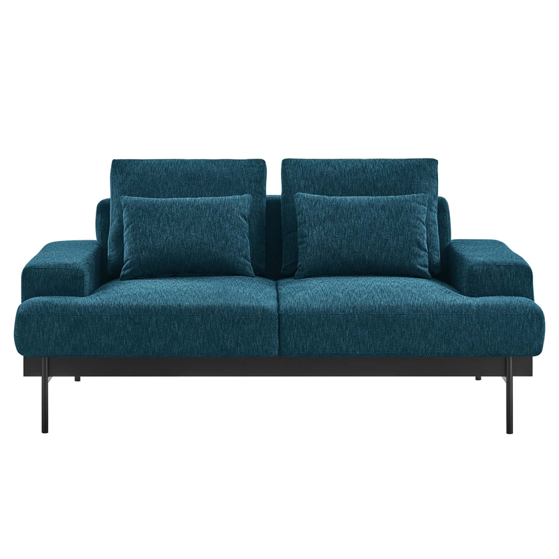 Modway Proximity Upholstered Polyester Fabric Loveseat in Azure Blue