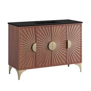 Modway Daylight 48&quot Solid Mango Wood Bathroom Vanity in Black/Walnut
