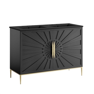 Modway Awaken 48&quot Solid Wood and MDF Double Sink Bathroom Vanity in Black