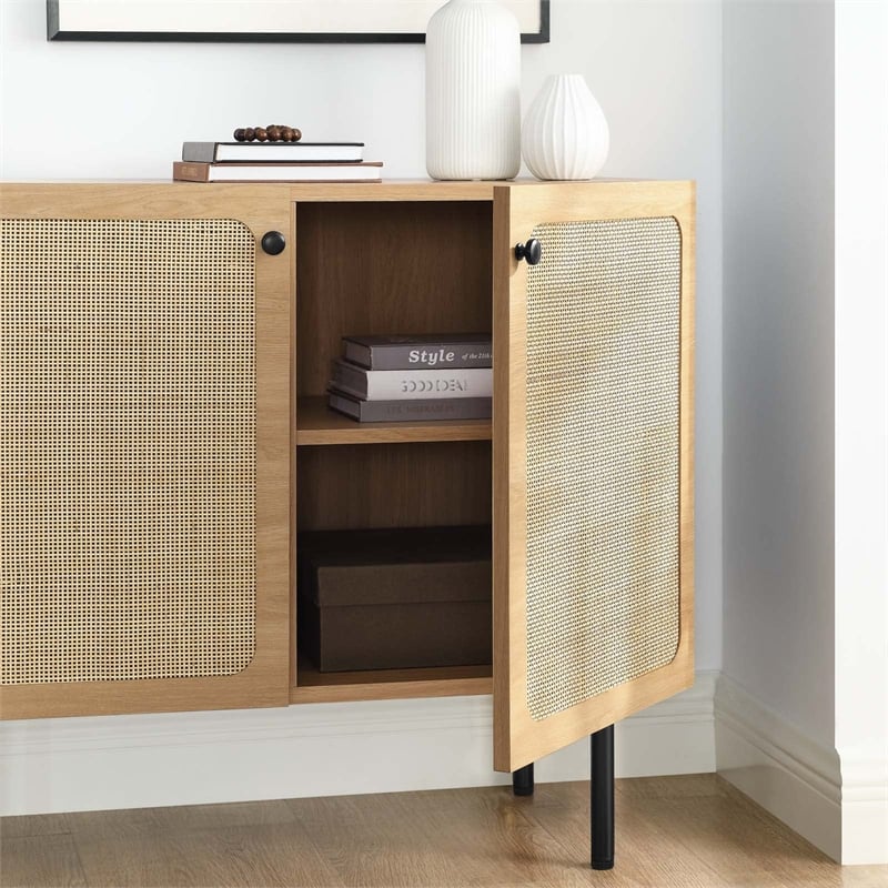 Modway Chaucer Particleboard and Laminate Accent Cabinet in Oak