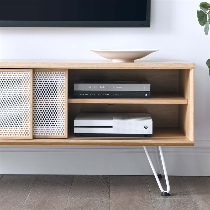 Modway Nomad Modern Wood Grain Laminate TV Stand for TVs up to 52