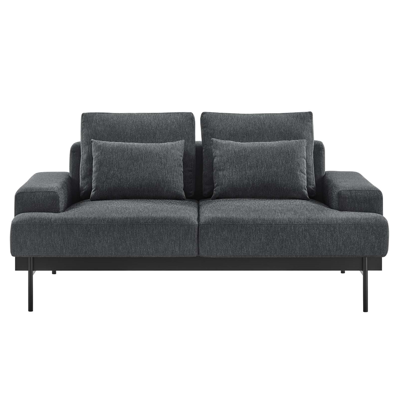 Modway Proximity Upholstered Polyester Fabric Loveseat in Charcoal