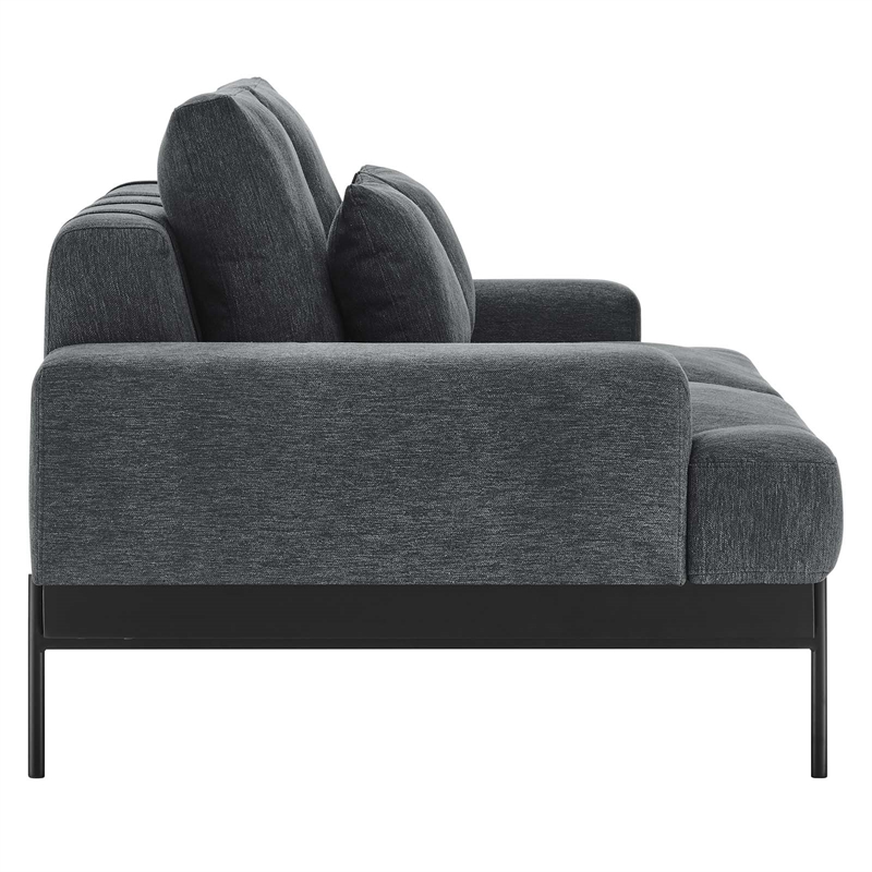 Modway Proximity Upholstered Polyester Fabric Loveseat in Charcoal