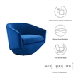 Modway Series Performance Velvet Fabric and Iron Swivel Chair in Navy