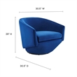 Modway Series Performance Velvet Fabric and Iron Swivel Chair in Navy