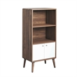 Modway Transmit Particleboard Laminate Display Cabinet Bookshelf in Walnut/White