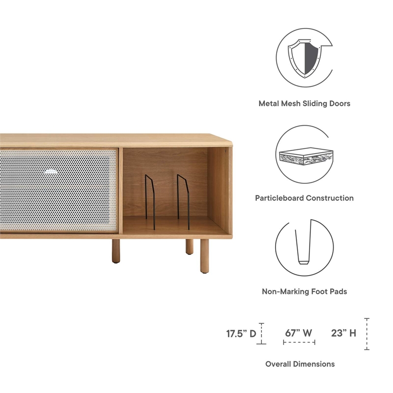 Modway Kurtis MDF Particleboard TV and Record Stand for TVs up to 65