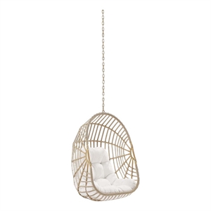 Modway Amalie Rattan Outdoor Patio Swing Chair without Stand in Natural/White