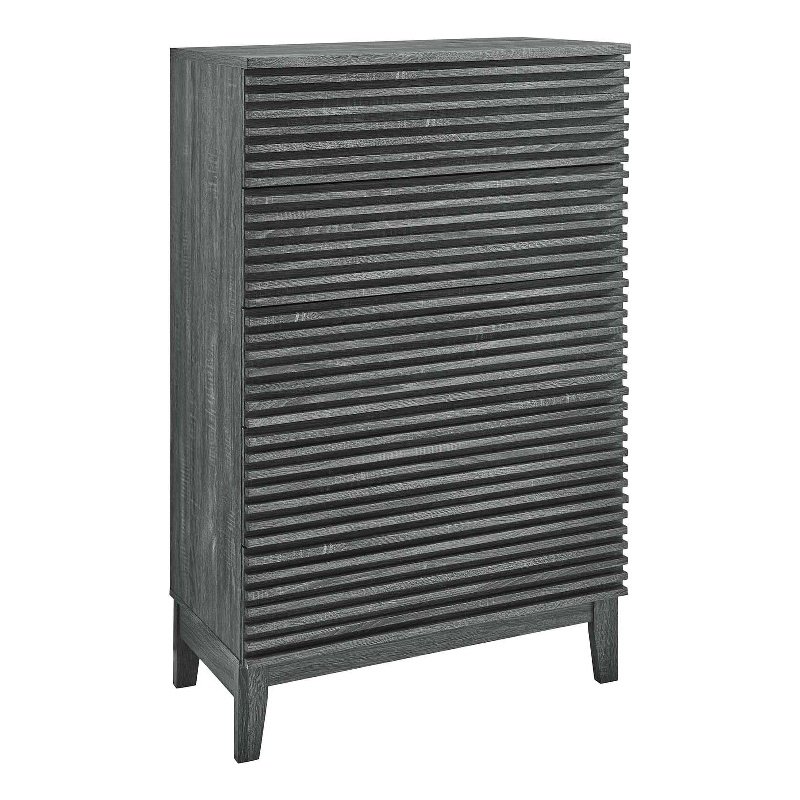 Modway Render 5-Drawer Modern Particleboard Wood Dresser Chest in Charcoal