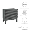 Modway Render Two-Drawer Particleboard Wood Nightstand in Charcoal