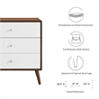 Modway Transmit 3-Drawer Particleboard Wood Chest in Walnut/White