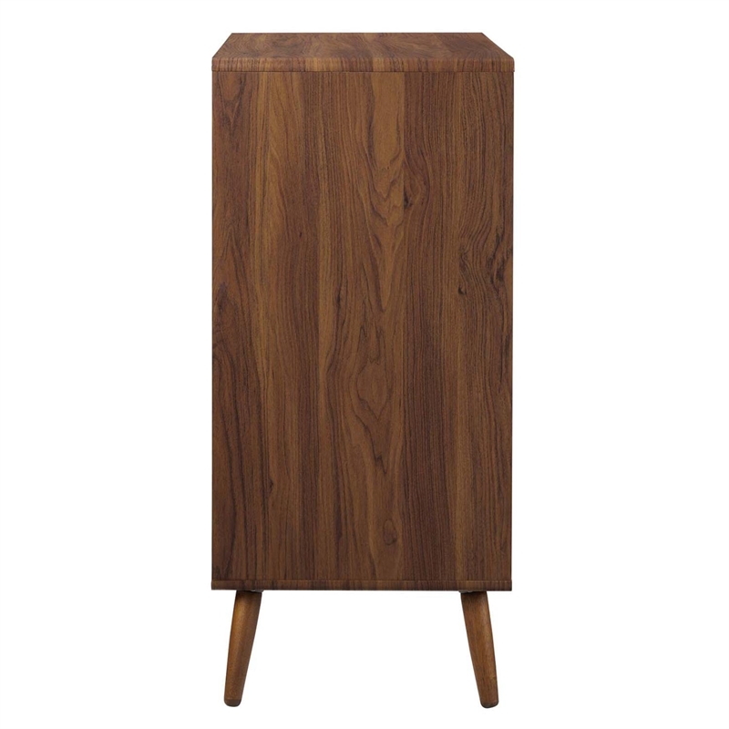 Modway Transmit 4-Drawer Particleboard Wood Chest in Walnut/White