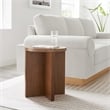 Modway Silas Round Modern Wood Side Table with X-Shaped Base in Walnut