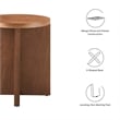 Modway Silas Round Modern Wood Side Table with X-Shaped Base in Walnut
