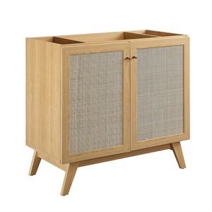 Modway Soma 36&quot Modern Wood Bathroom Vanity Cabinet with Adjustable Shelf in Oak