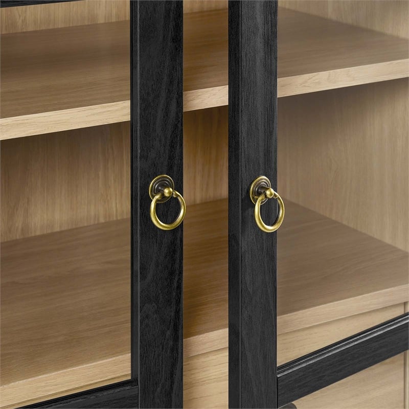 Modway Nolan Wood Tall Storage Display Cabinet in Black and Oak
