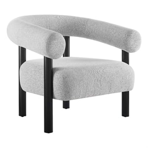 Modway Sable Upholstered Modern Fabric Armchair in Light Gray and Black
