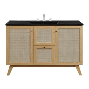 Modway Soma 48&quot Single Sink Modern Wood Bathroom Vanity in Oak and Black