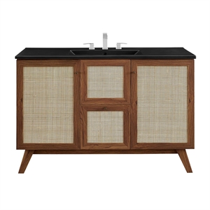 Modway Soma 48&quot Single Sink Modern Wood Bathroom Vanity in Walnut/Black