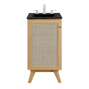 Modway Soma 18&quot Modern Wood Bathroom Vanity with Adjustable Shelf in Oak/Black