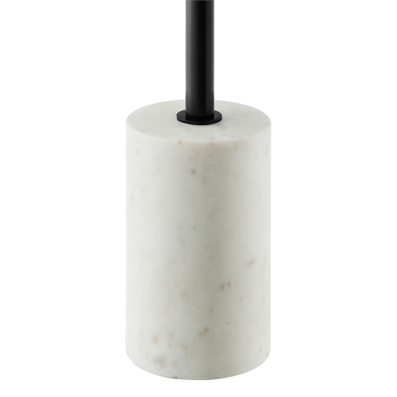 Modway Lyric Round Marble & Iron Side Table with Cylinder Base in White/Black