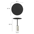 Modway Lyric Round Marble & Iron Side Table with Cylinder Base in White/Black