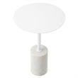 Modway Lyric Round Marble & Iron Side Table with Cylinder Base in White