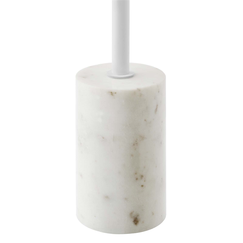 Modway Lyric Round Marble & Iron Side Table with Cylinder Base in White