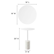 Modway Lyric Round Marble & Iron Side Table with Cylinder Base in White