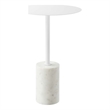 Modway Lyric Round Marble & Iron Side Table with Cylinder Base in White