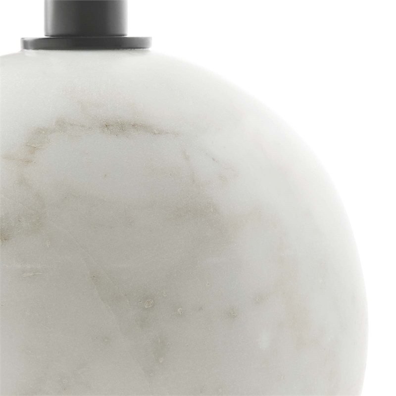 Modway Aliza Round Iron Metal & Marble Side Table in Black and White