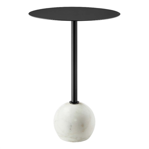 Modway Aliza Round Iron Metal & Marble Side Table in Black and White