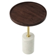 Modway Amina Round Acacia Wood Side Table in White and Walnut