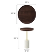 Modway Amina Round Acacia Wood Side Table in White and Walnut