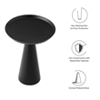 Modway Maren Round Iron Metal Side Table with Conical Pedestal Base in Black