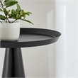 Modway Maren Round Iron Metal Side Table with Conical Pedestal Base in Black