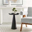 Modway Maren Round Iron Metal Side Table with Conical Pedestal Base in Black