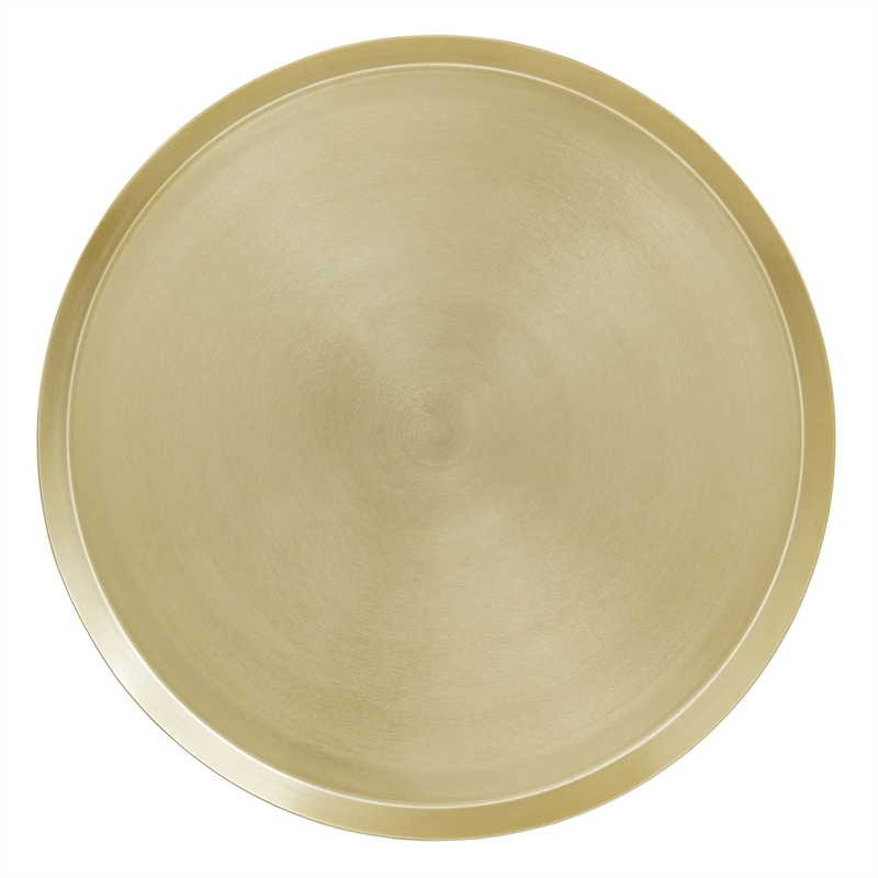 Modway Maren Round Iron Metal Side Table with Conical Pedestal Base in Brass