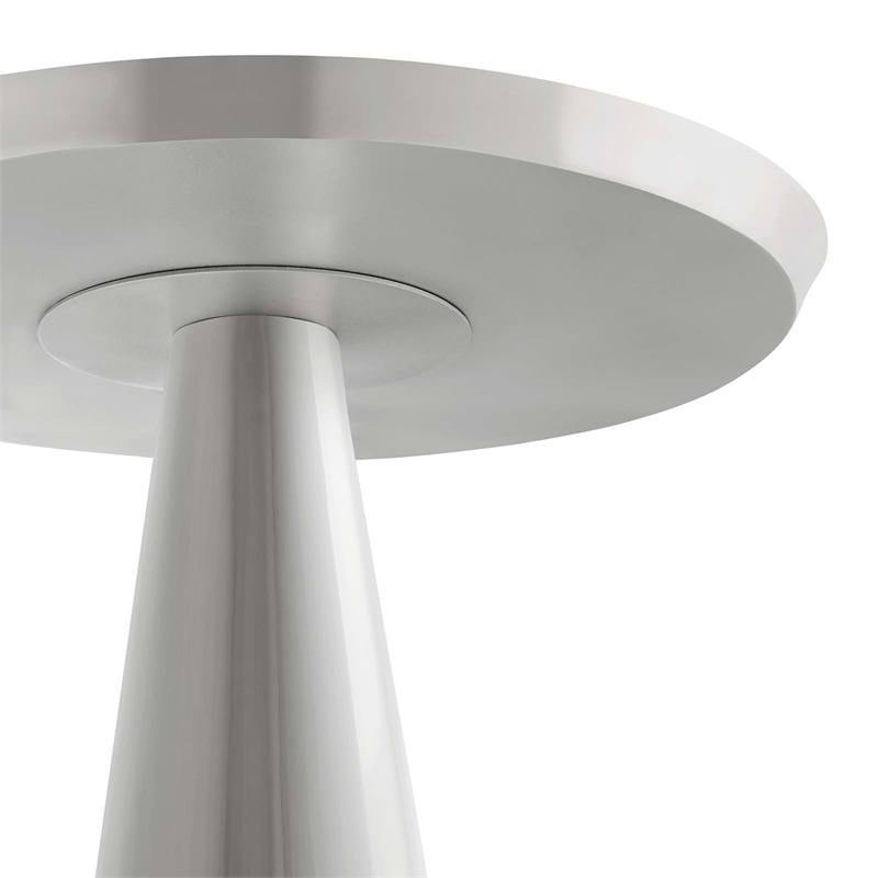 Modway Maren Round Iron Metal Side Table with Conical Pedestal Base in Nickel
