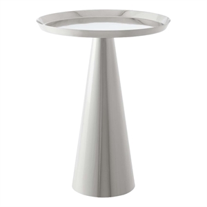 Modway Maren Round Iron Metal Side Table with Conical Pedestal Base in Nickel