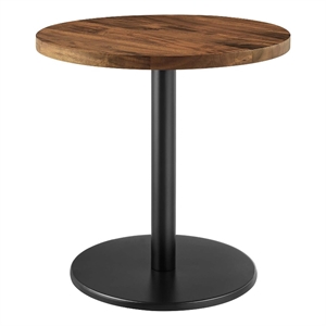 Modway Viva Round Metal & Acacia Wood Side Table in Black and Light Oak