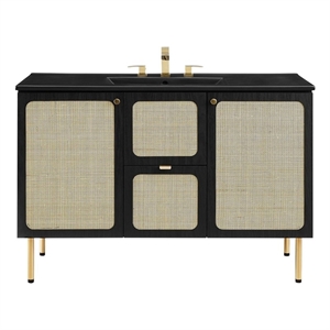 Modway Chaucer 48&quot Single Sink Wood & Metal Bathroom Vanity in Black