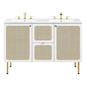 Modway Chaucer 48&quot Double Sink Wood & Metal Bathroom Vanity in White